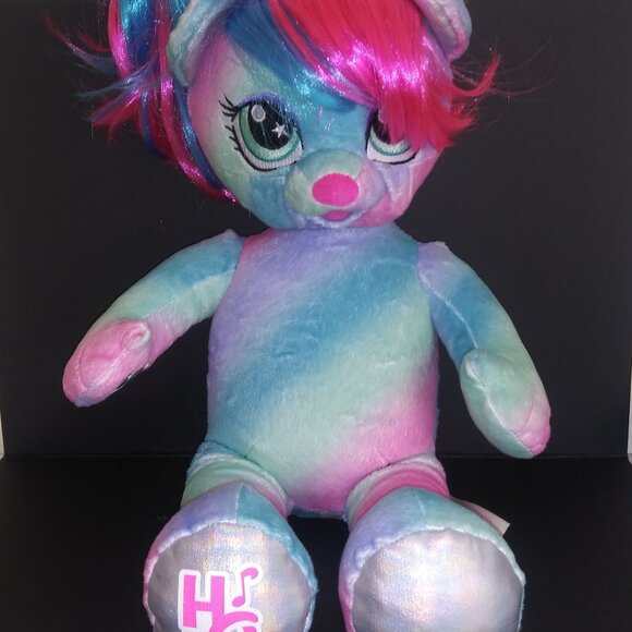 Build a Bear Honey Girls Viv Stuffed Animal Blue and Pink Striped 16 Inch Plush - Picture 1 of 7
